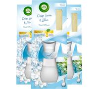 Air Wick Reed Diffuser, Crisp Linen & Lilac, 42ml, Natural Essential Oils, Long-Lasting Home Scent for up to 6 weeks, Eco-Friendly Freshener, Sustainable Recyclable Packaging - 3 Units