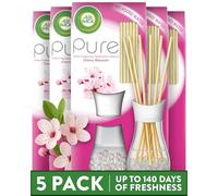 Air Wick Reed Diffuser Multipack, Cherry Blossom Scent, Pack of 5 x 25 ml, 6 Weeks of Long-Lasting Freshness, Elegant Home Decor, Neutralizes Odors, Enhances Room Ambiance, Air Freshener