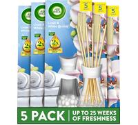 Air Wick Reed Diffuser Multipack, Linen and White Orchid, Pack of 5 x 25 ml, 5 Weeks of Long-Lasting Freshness, Elegant Home Decor, Neutralizes Odors, Enhances Room Ambiance, Air Freshener