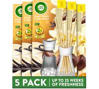 Air Wick Reed Diffuser Multipack, Sweet Vanilla and Shea Butter, Pack of 5 x 25 ml, 5 Weeks of Long-Lasting Freshness, Elegant Home Decor, Neutralizes Odors, Enhances Room Ambiance