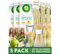 Air Wick Stacey Solomon Morning Meadow Reed Diffuser, Pack of 5 x 25ml, Natural Essential Oils, 6 weeks of Long-lasting Freshness, Eco-friendly, Non-toxic, Recyclable