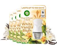 Air Wick| White Vanilla Bean| Plug in Electrical Essential Oils Air Freshener Kit Gadget and Refill| Pack of 4