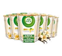 Air Wick White Vanilla Candle Set of 6, Home Scent with Natural Essential Oils, Vanilla, Fresh Coconut, Ideal Kitchen Freshener, Living Space Aroma