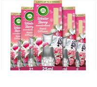 Air Wick Winter Berry Wonderland Essential Oil Reed Diffuser Pack of 5 x 25ml, Lasts up to 4 Weeks, Christmas Scent, Home Fragrance