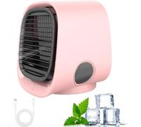 Airabreeze Portable Air Conditioner, 3 Speed Settings, with LED Nightlight, Instant Cooling in 90 Seconds, for Bedroom, Office and Camping (pink)
