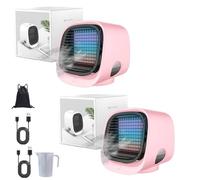 Airabreeze Portable Air Conditioner, Portable Airbreeze Fan Humidifier & Scent Dispenser, 2025 Aira Breeze Air Cooler Fan with Tank & LED Nightlight, 4 Speed Settings, Cooling in 90 Seconds (2pcs-e)