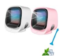 Airabreeze Portable Air Conditioner, Water-cooled Mini Air Conditioner with USB Power Supply for Bedroom, Portable Air Conditioner for Car, Home, Desktop, and Office Use (2Pc)