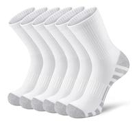 Airacker Men&Women's Athletic Ankle Socks 6 Pairs Performance Sport Athletic Running Socks Cushioned Breathable Low Cut Socks - white - Shoe Size：9-12