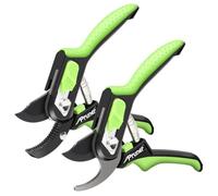 AIRAJ 2 Piece Secateurs Set for Gardening | Anvil/Bypass Garden Secateurs with Sk5 Steel Blade | Garden Clippers with Comfort Handle and Safety Lock | Gardening Scissors for Professional Pruning