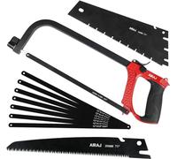 AIRAJ Hacksaw Set, Multi-Purpose Heavy Duty Hacksaw with 7 Steel Blades and 2 Hand Saw Blades, Adjustable Frame for Cutting Metal, Wood, PVC Pipe