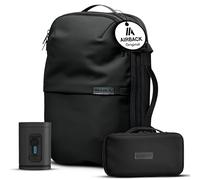 Airback Cabin Bag Bundle, incl Toiletry bag and Bulit-in Vaccum system pump - Carry on luggage - For weekend travel, Water resistant and USB-C charge port Urban Matt Black