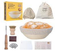AIRBAKING | Banneton Sourdough Bread Proofing Basket with Accessories, Baking Equipment kit uk, Proving Stone, Craft Rattan Basket, Thermomix Starter, Adults Bakeware Kombucha, Bread Baking Kits Potty