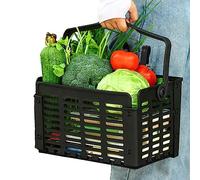 Airber Bicycle Bike Basket Front Folding Rear Plastic Bike Basket Mesh Fold-Up Rear Hanging Bike Basket Bicycle Cargo Rack Detachable Cycle Basket For Student/Mountaining/Outdoor Camping/Riding