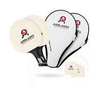 AIRBLADES Professional Ping Pong Paddles Set of 2 + Two Spare Rubbers | Pro Table Tennis Racket with Hard Carry Case |Ergonomic Handle | 5 Blades of Wood with Premium Rubber and Sponge