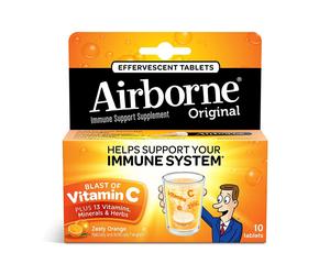 Airborne Crafted Blend Immune Support Vitamin C 1000 mg Effervescent Tablets - Zesty Orange - 10 ct
