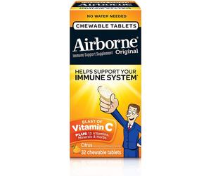Airborne Original Immune Support Supplement Vitamin C Chewable Tablets, 32 Ct