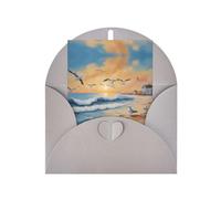airborne seagulls Greeting card, blank inner page, includes envelope, 10 cm x 15 cm, for anniversary and party invitations.