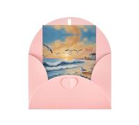 airborne seagulls Greeting card, blank inner page, includes envelope, 10cm x 15cm.