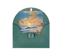 airborne seagulls Greeting card, blank inner page, includes envelope, 10cm x 15cm.