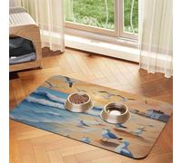 airborne seagulls Pet Water Absorbent Faux Leather Feeding Mat 40x60cm Non Slip Durable Mat for Cat and Dog Bowls