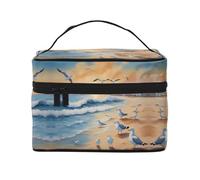 airborne seagulls Portable Travel Makeup Bag (9x6.5x6.2 Inch), Large Capacity Makeup Bag for Women, Large Makeup Bag Storage Bag for Girls, Black, One Size