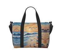 airborne seagulls Printed Tote Travel Bag With Adjustable Shoulder Strap Suitable For Travel And Sports