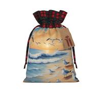 airborne seagulls Two Color Drawstring Gift Bag M Beautiful Convenient Suitable For Christmas Birthdays