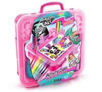 Airbrush Activity Case, Create Amazing Art with The Battery Powered Airbrush, use The pens Paper and Stencils to Create Fun Designs, Easy Storage in The Handy Carry case, Pink