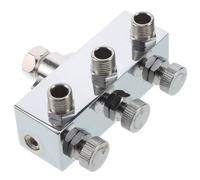 Airbrush Air Hose Manifold Splitter, 3-Way Quick Connect Adapter | Metal Construction, Integrated Valves, Portable Lightweight Design, Silver Finish, 6.8x5.7x3.4cm, for Compressors
