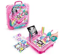 Airbrush Activity Case, Create Amazing Art with The Battery Powered Airbrush, use The pens Paper and Stencils to Create Fun Designs, Easy Storage in The Handy Carry case, Pink