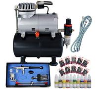 Airbrush Compressor Kit for Nail Art Airbrush Compressor with Pressure Tank Airbrush Spray Gun Double Action with 3 Needles/nozzles Airbrush Nail Colours Airbrush Stencils self-Adhesive