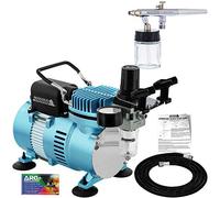 Airbrush Depot Brand Pro Siphon Feed Airbrushing System High Performance Multi-purpose Siphon Feed Dual-action Airbrush Kit with Hose and a Powerful 1/6hp Single Piston Quiet Air Compressor-The Complete Set Now Includes a (FREE) How to Airbrush Training Book to Get You Started