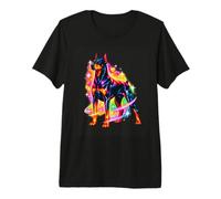 Airbrush Doberman Colorful Dog Art Design Premium T-Shirt