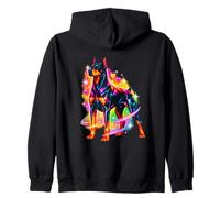 Airbrush Doberman Colorful Dog Art Design Zip Hoodie