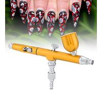 Airbrush, Dual Action Gravity Feed with 0.3mm Nozzle for Art Painting, Tattoo and Nail Design, Golden Airbrush Gun Spray Kit