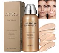 AirBrush Foundation Spray, Full Coverage Powder Foundation for Mature Skin, Cream to Powder Makeup with Brush, Moisturizing & Lightweight for Dry Skin, Easy to Use Silky Mist for All People(Natural)