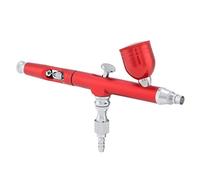 Airbrush Gun Kit, Handheld Spray Pen Sets, Dual-Action Feed Airbrush with 0.3mm Needle Nozzle Handheld Cordless Spray Pen Kit for Makeup Cake Decor Model Coloring Art Craft(red)