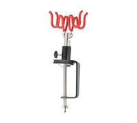Airbrush Holder Stand with C-Clamp, Pivoting Metal Bracket for 2 Brushes, Adjustable Rack for Gravity Siphon Trigger For Guns, Fits Table For Edge up to 2.16 Inch, Black