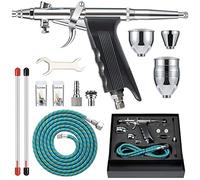 Airbrush Kit, Air Brush Painting Set, Double Action Trigger Airbrush Gun with 0.3mm/0.5mm/0.8mm Needles, 2cc/5cc/13cc Paint Cup, Airbrush Spray Tool Set for Painting Nails Cake Tattoo Makeup