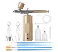 Airbrush Kit Portable Airbrush Air Brush Kit with Air Compressor Airbrush for Nails Airbrush Compressor High Pressure Nail Airbrush Machine Handheld Mini Air Brush Kit (Gold)
