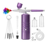 Airbrush Kit Rechargeable Cordless Airbrush Compressor Portable Handheld Airbrush Air Brush for Model Painting,Nail Art,Cake decoration,Makeup, Barber (Purple)