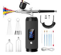 Airbrush Kit with Compressor, 28/38/48 PSI High Pressure Non Clogging with 0.3/0.5mm Nozzles, 6000mAh Extra Long Standby Airbrush for Nails, Painting, Modeling, Cake Decorating, Pastry, Makeup