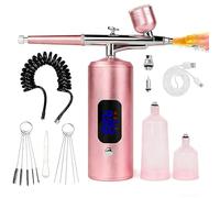 Airbrush Kit with Compressor,38PSI Rechargeable Mini Cordless Airbrush Compressor, Non-Clogging High-Pressure Air Brush Set with Nozzle for Nail Art,Cake Decor,Barber Model Painting Makeup Pink