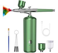 Airbrush Kit with Compressor, 48PSI Cordless Non-Clogging High-Pressure Air Brush Gun with 0.3mm Nozzle and Cleaning Brush Set for Graffiti Painting, Nail Art, Makeup, Cake Decor (Green)