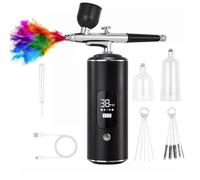 Airbrush Kit with Compressor - 48PSI High Pressure, Non-Clogging Air Brush Set, 6000 mAh Extra Long Standby, Ideal for Painting, Modeling, Cake Decorating, Pastry, Makeup and Nail Art