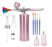 Airbrush Kit with Compressor 48PSI Rechargeable High Pressure Non-Clogging Air Brush Set with 0.3mm Nozzle, Cordless Airbrush Kit for Painting, Modeling, Cake Decor, Pastry, Makeup, Nail Art (Pink)