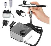 Airbrush Kit with Compressor, Adjustable Air Pressure, 0.3mm and 0.5mm Nozzles for Cake Decorating, Makeup, Art and Nail Design