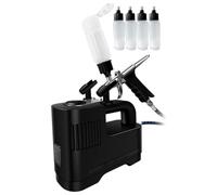 Airbrush Kit with Compressor and 5 Spray Bottles for Modeling, Painting, Makeup, and Cake Decorating - Auto Start/Stop Feature