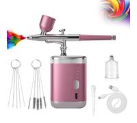 Airbrush Kit with Compressor and Handheld Airbrush Gun, 0.3mm Nozzle, 3 Pressure Levels, 1200mAh Battery for Nail Art, Makeup, Cake Decorating, and Model Painting