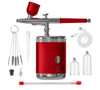 Airbrush Kit with Compressor and Handheld Gun, 0.3mm Nozzle, 3 Pressure Levels, 1200mAh Battery for Nail Art, Makeup, Cake Decoration, Model Painting